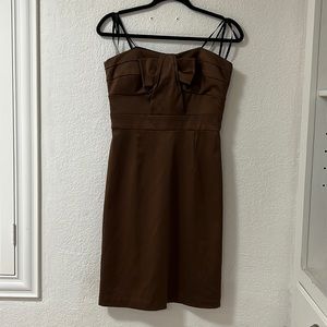 BCBG BROWN DRESS WITH BOW DETAIL